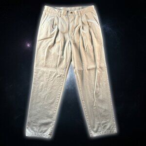 Wrangler Ultimate Khakis Biege Pleated Slash Pocket Chino Pants Men's Size 34x32